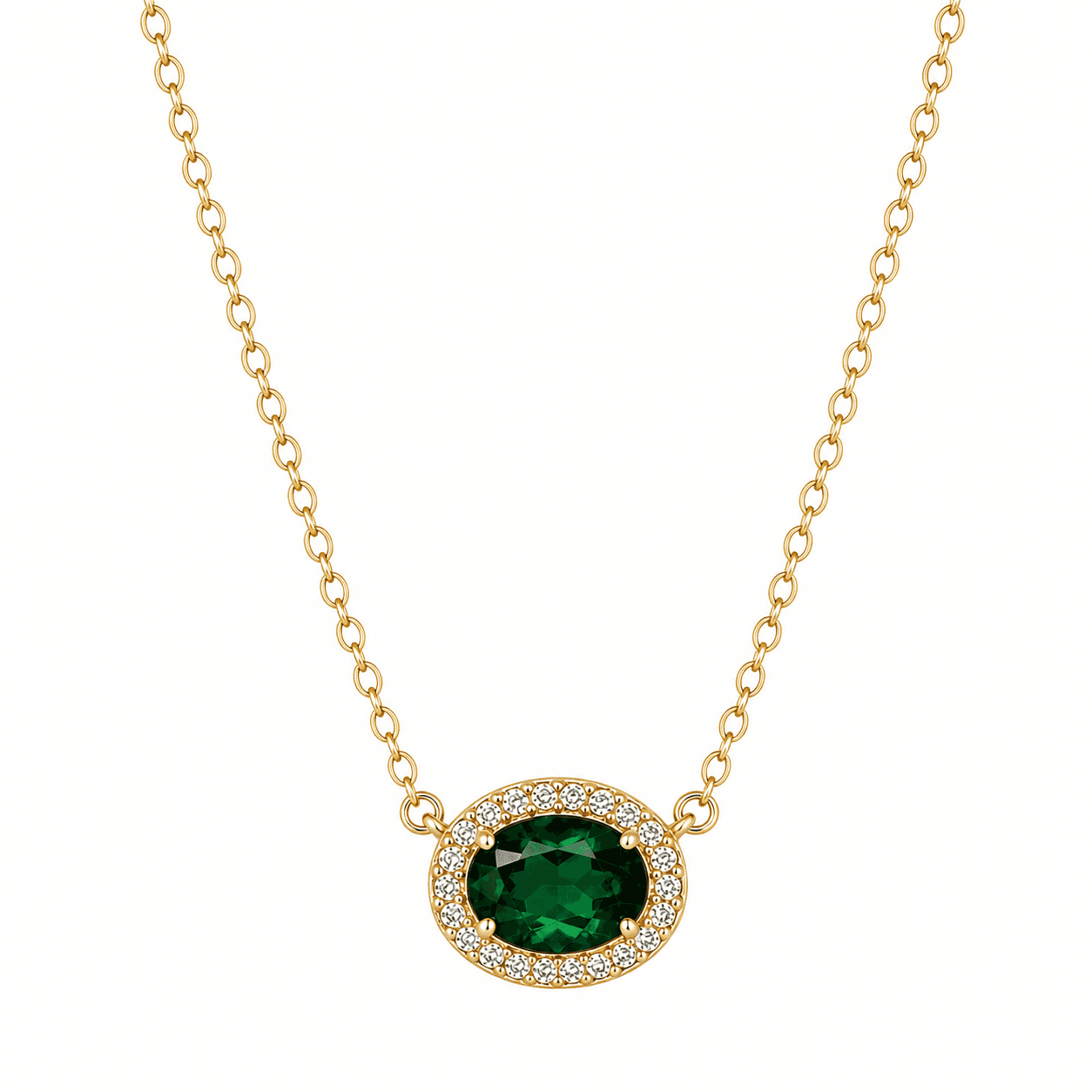 Honoras Img 4470 Emerald Halo Necklace front product image