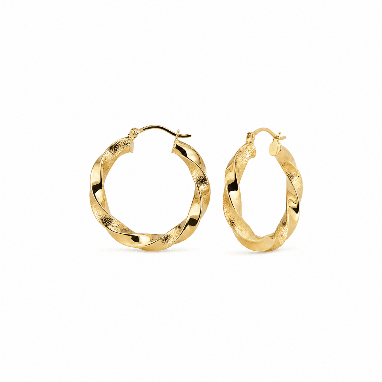 Honoras Img 4714 Twisted Two Finish Gold Hoop Earrings front product image