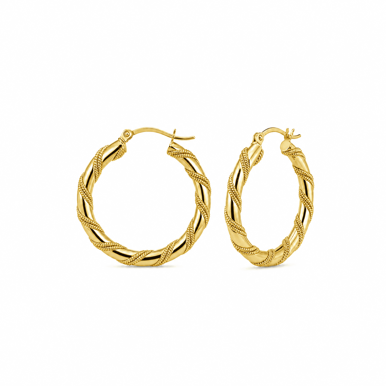 Honoras Img 4718 Rope Wrap Segmented Gold Hoop Earrings front product image