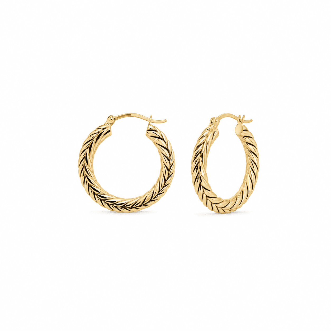 Honoras Img 4721 Sculpted Leaf Twist Gold Hoop Earrings front product image
