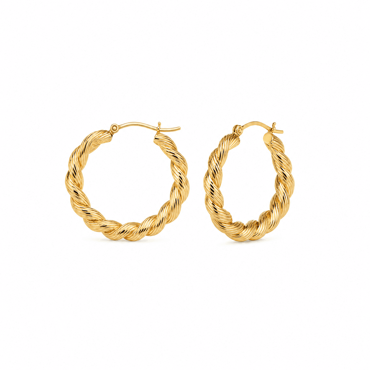 Honoras Img 4726 Chunky Two Strand Twist Gold Hoop Earrings front product image