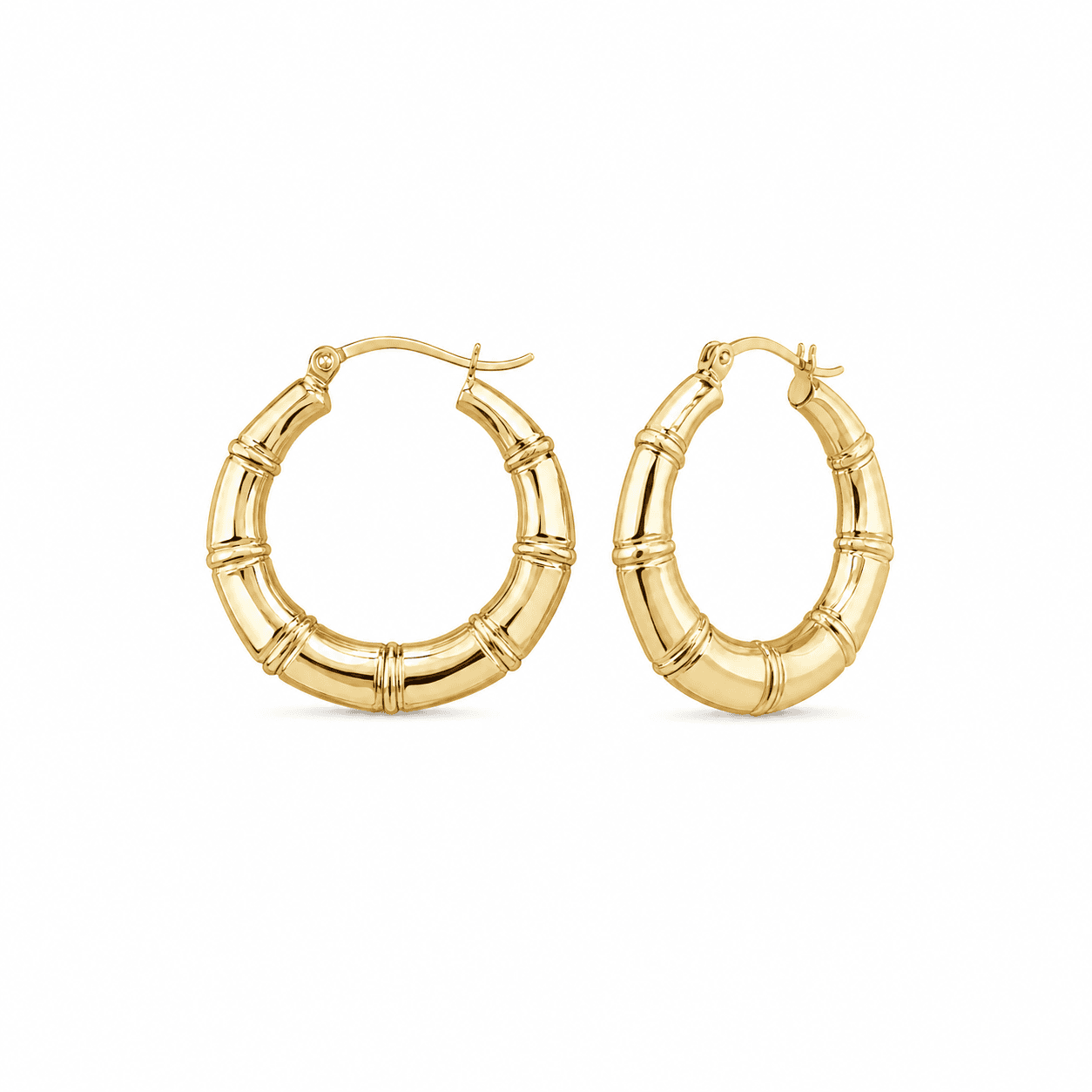 Honoras Img 4734 Segmented Bamboo Gold Hoop Earrings front product image