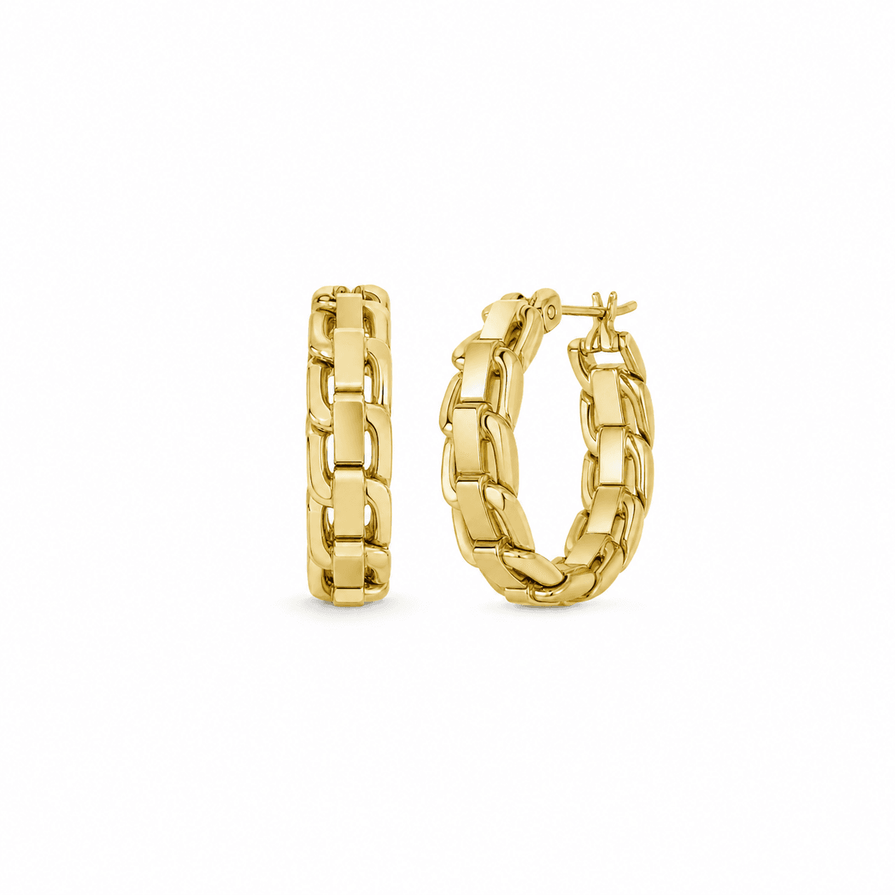 Honoras Img 4735 Curb Chain Link Gold Huggie Earrings front product image