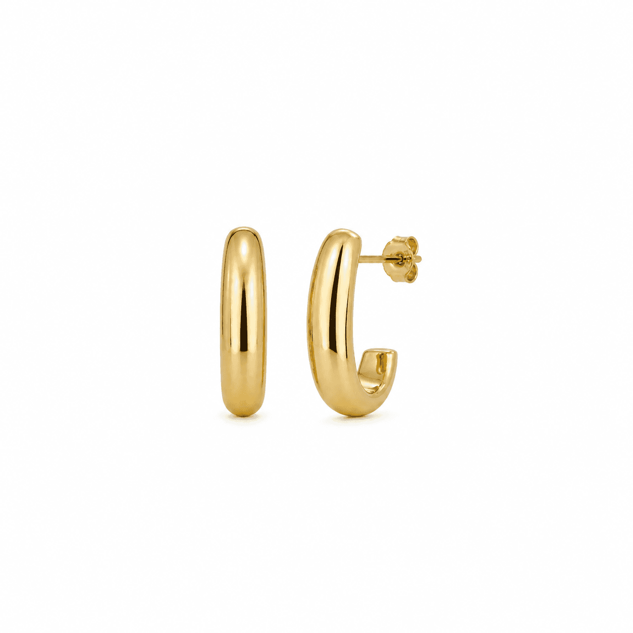 Honoras Img 4737 Sculptural J Curve Gold Half Hoop Earrings front product image