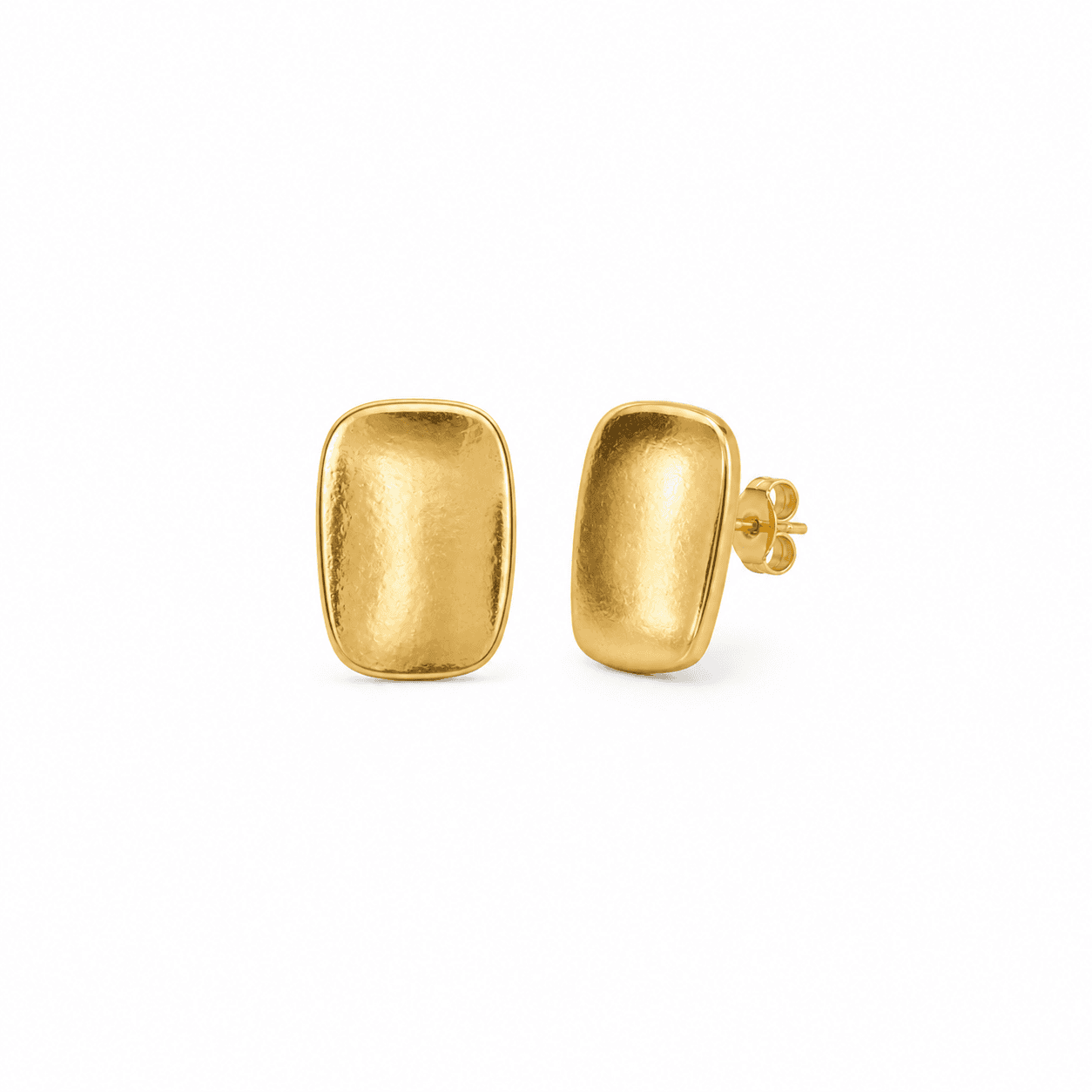Honoras Img 4743 Puffy Cushion Rectangle Gold Stud Earrings front product image