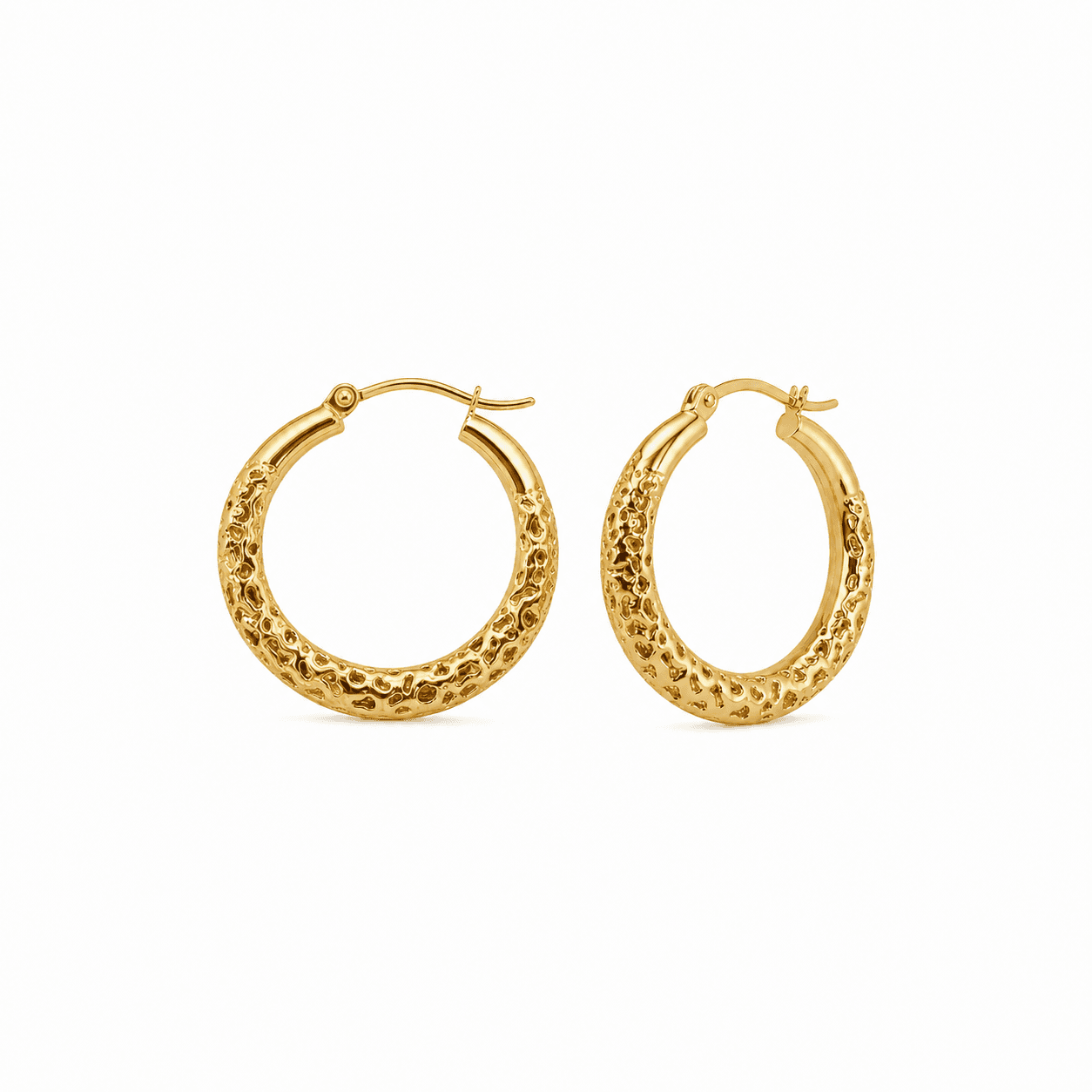 Honoras Img 4746 Organic Textured Gold Hoop Earrings front product image