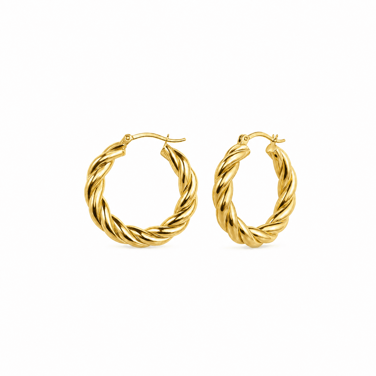 Honoras Img 4748 Chunky Three Strand Rope Gold Hoop Earrings front product image